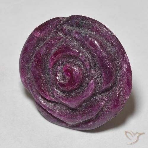 19.54ct 자연스러운 Medium Dark-Purple 루비-Zoisite, 플라워 컷, 불투명체