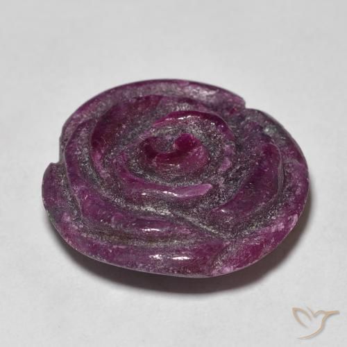19.54캐럿 천연 Medium Dark-Purple 루비-Zoisite, 플라워 컷, 불투명체