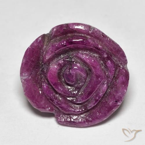 15.77ct 자연스러운 Medium Dark-Purple 루비-Zoisite, 플라워 컷, 불투명체