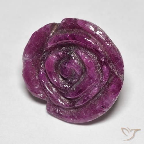 15.77캐럿 천연 Medium Dark-Purple 루비-Zoisite, 플라워 컷, 불투명체