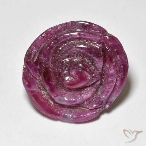 15.60ct 자연스러운 Medium Dark-Purple 루비-Zoisite, 플라워 컷, 불투명체