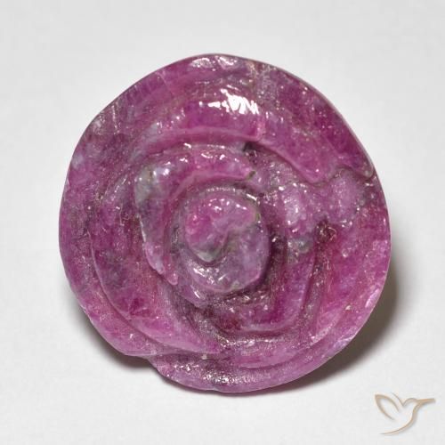 16.66ct 자연스러운 적자색 루비-Zoisite, 플라워 컷, 불투명체