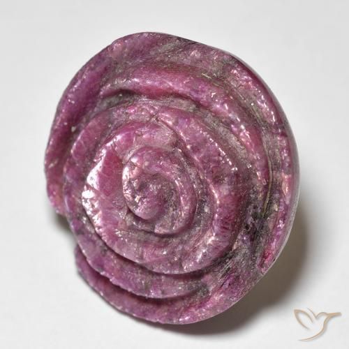 35.76ct 자연스러운 Medium Dark-Purple 루비-Zoisite, 플라워 컷, 불투명체