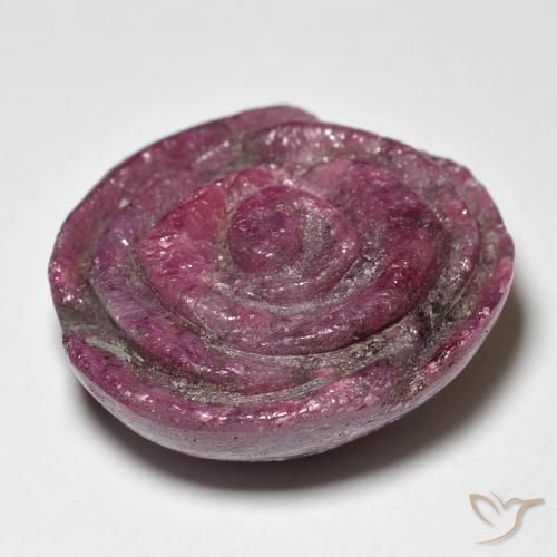 35.76캐럿 천연 Medium Dark-Purple 루비-Zoisite, 플라워 컷, 불투명체