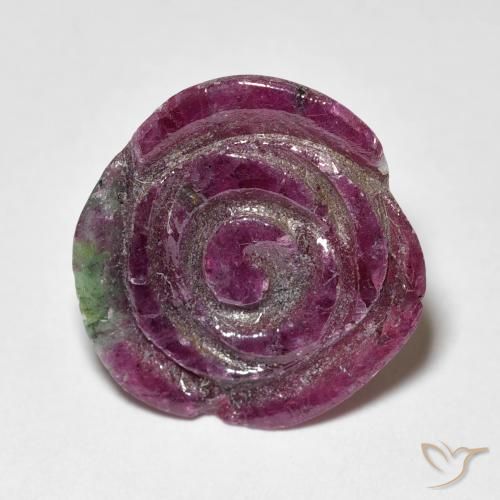 9.01ct 자연스러운 Medium Dark-Purple 루비-Zoisite, 플라워 컷, 불투명체