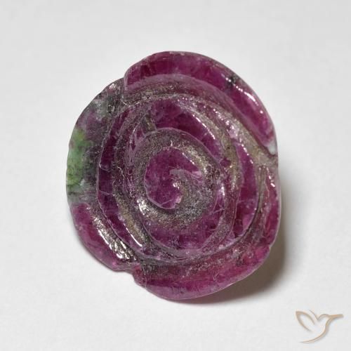9.01캐럿 천연 Medium Dark-Purple 루비-Zoisite, 플라워 컷, 불투명체