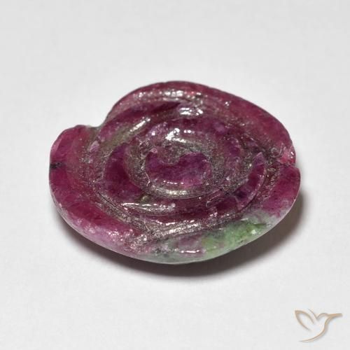 9.01캐럿 천연 Medium Dark-Purple 루비-Zoisite, 플라워 컷, 불투명체