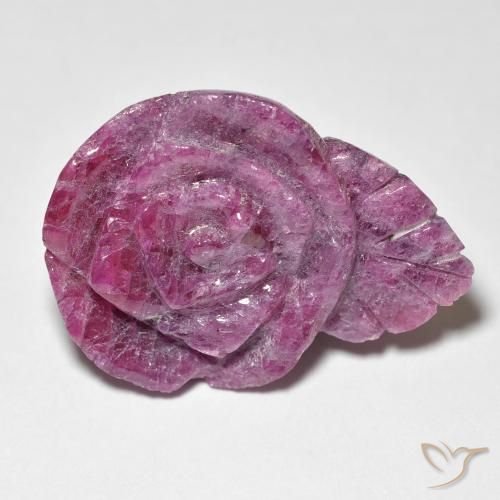 32.56ct 자연스러운 Medium Dark-Purple 루비-Zoisite, 플라워 컷, 불투명체