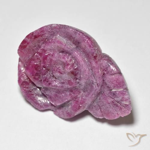 32.56캐럿 천연 Medium Dark-Purple 루비-Zoisite, 플라워 컷, 불투명체