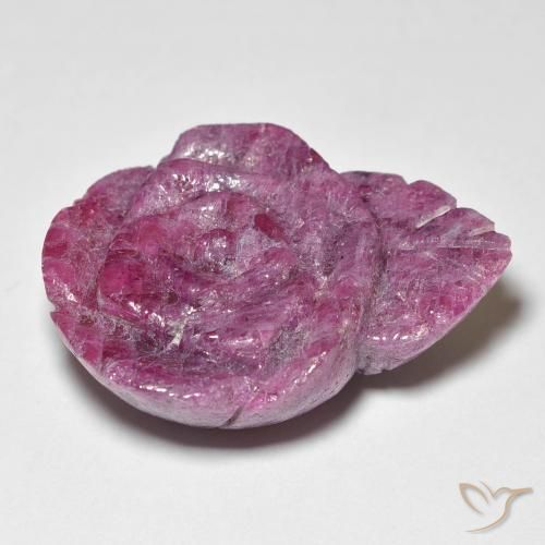 32.56캐럿 천연 Medium Dark-Purple 루비-Zoisite, 플라워 컷, 불투명체