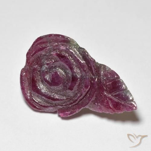 11.67ct 자연스러운 적자색 루비-Zoisite, 플라워 컷, 불투명체