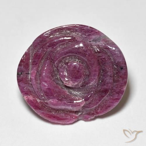 15.51ct 자연스러운 적자색 루비-Zoisite, 플라워 컷, 불투명체