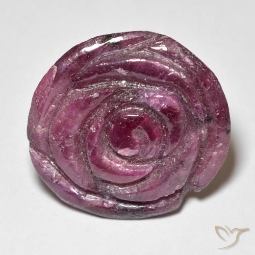 25.55ct 자연스러운 적자색 루비-Zoisite, 플라워 컷, 불투명체