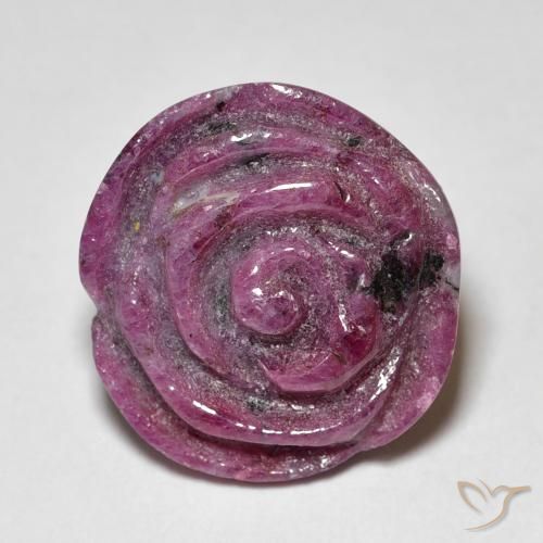 18.75ct 자연스러운 적자색 루비-Zoisite, 플라워 컷, 불투명체