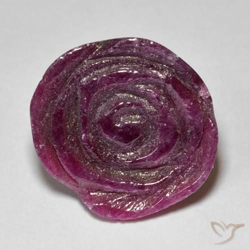 12.46ct 자연스러운 Medium Dark Reddish-Purple 루비-Zoisite, 플라워 컷, 불투명체