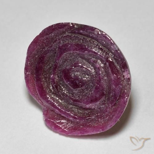 12.46캐럿 천연 Medium Dark Reddish-Purple 루비-Zoisite, 플라워 컷, 불투명체