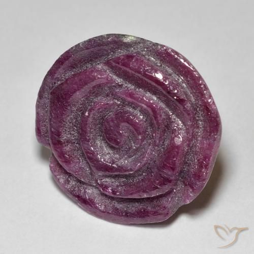 24.97캐럿 천연 Medium Dark-Purple 루비-Zoisite, 플라워 컷, 불투명체
