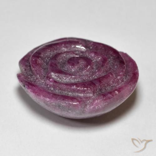 24.97캐럿 천연 Medium Dark-Purple 루비-Zoisite, 플라워 컷, 불투명체