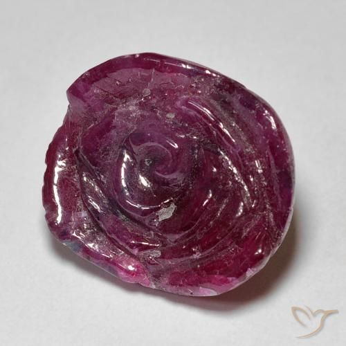 18.36ct 자연스러운 Medium Dark Reddish-Purple 루비-Zoisite, 플라워 컷, 불투명체