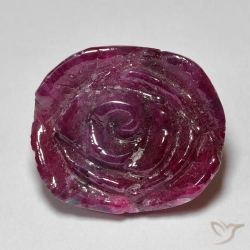 18.36캐럿 천연 Medium Dark Reddish-Purple 루비-Zoisite, 플라워 컷, 불투명체