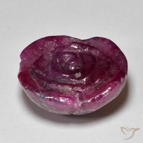 18.36캐럿 천연 Medium Dark Reddish-Purple 루비-Zoisite, 플라워 컷, 불투명체