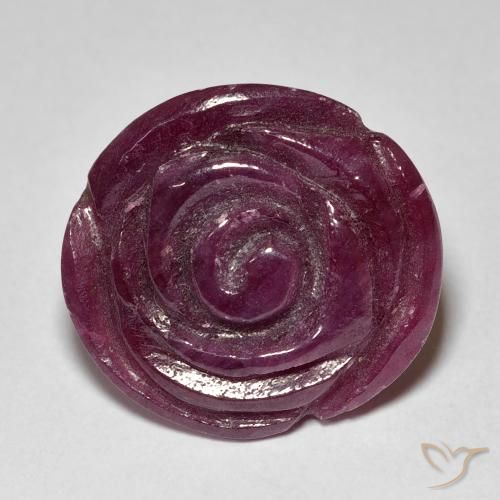 18.48ct 자연스러운 어두운 보라색 루비-Zoisite, 플라워 컷, 불투명체