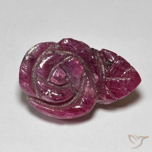 14.55ct 자연스러운 Medium Dark Reddish-Purple 루비-Zoisite, 플라워 컷, 불투명체