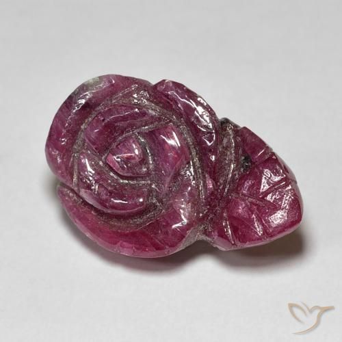 14.55캐럿 천연 Medium Dark Reddish-Purple 루비-Zoisite, 플라워 컷, 불투명체