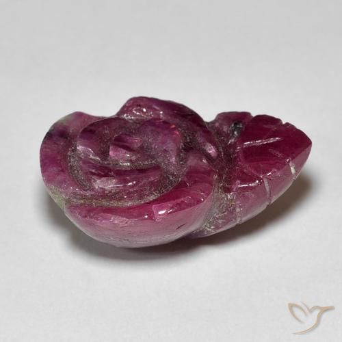 14.55캐럿 천연 Medium Dark Reddish-Purple 루비-Zoisite, 플라워 컷, 불투명체
