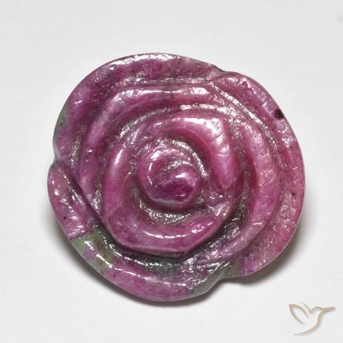 17.57ct 자연스러운 미디엄 퍼플 루비-Zoisite, 플라워 컷, 불투명체