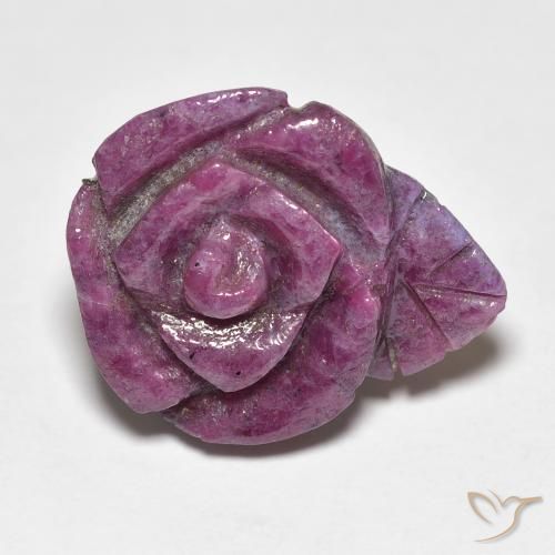 16.73ct 자연스러운 Medium Dark-Purple 루비-Zoisite, 플라워 컷, 불투명체