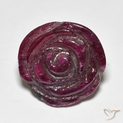 16.77ct 자연스러운 Medium Dark-Purple 루비-Zoisite, 플라워 컷, 불투명체