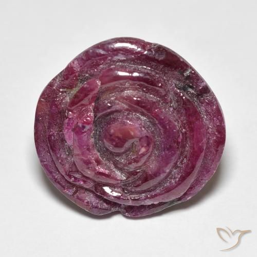 23.98ct 자연스러운 Medium Dark-Purple 루비-Zoisite, 플라워 컷, 불투명체