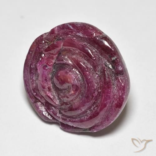 23.98캐럿 천연 Medium Dark-Purple 루비-Zoisite, 플라워 컷, 불투명체