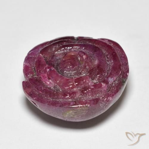23.98캐럿 천연 Medium Dark-Purple 루비-Zoisite, 플라워 컷, 불투명체