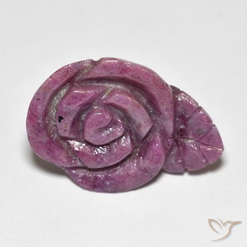 12.79ct 자연스러운 적자색 루비-Zoisite, 플라워 컷, 불투명체