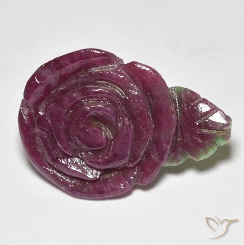 16.95ct 자연스러운 다색 루비-Zoisite, 플라워 컷, 불투명체