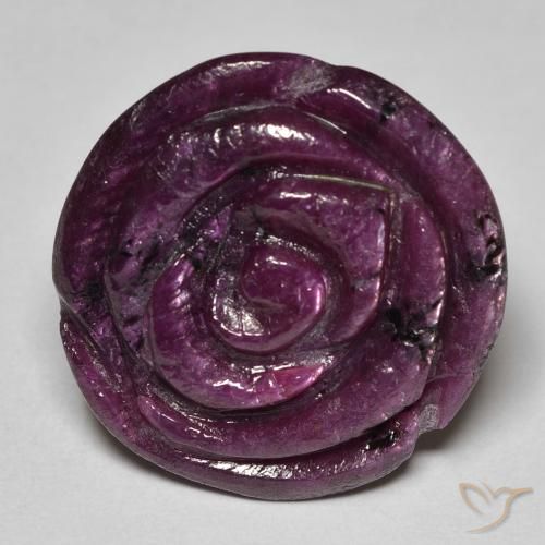 25.68ct 자연스러운 플럼 퍼플 루비-Zoisite, 플라워 컷, 불투명체