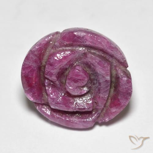 16.66ct 자연스러운 Medium Dark-Purple 루비-Zoisite, 플라워 컷, 불투명체