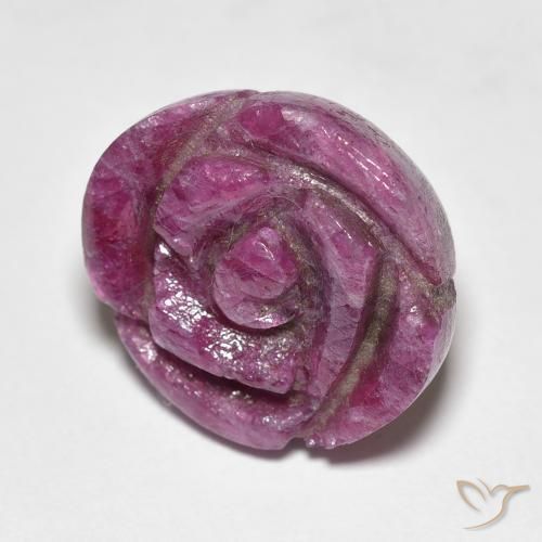16.66캐럿 천연 Medium Dark-Purple 루비-Zoisite, 플라워 컷, 불투명체