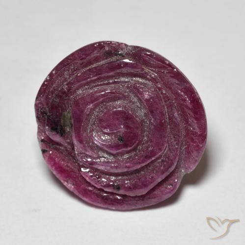 12.14ct 자연스러운 적자색 루비-Zoisite, 플라워 컷, 불투명체