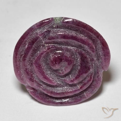 18.70ct 자연스러운 플럼 퍼플 루비-Zoisite, 플라워 컷, 불투명체