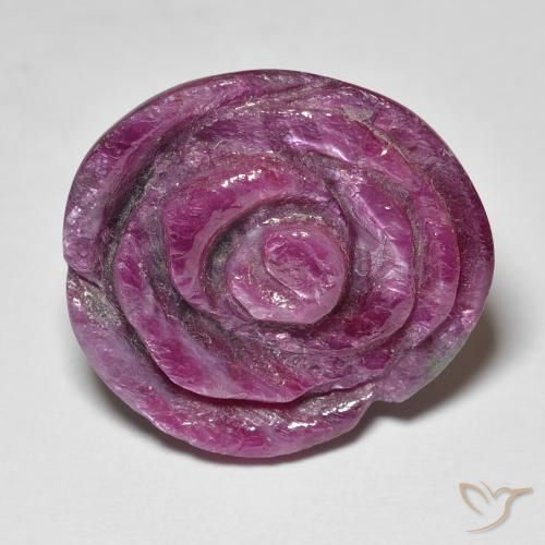 20.63ct 자연스러운 플럼 퍼플 루비-Zoisite, 플라워 컷, 불투명체