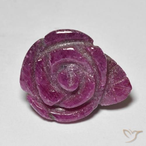 20.39ct 자연스러운 플럼 퍼플 루비-Zoisite, 플라워 컷, 불투명체
