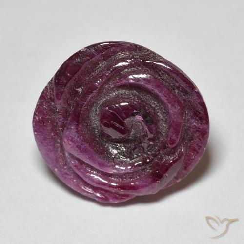 10.16ct 자연스러운 Medium Dark-Purple 루비-Zoisite, 플라워 컷, 불투명체