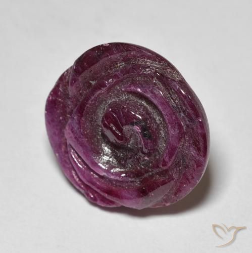 10.16캐럿 천연 Medium Dark-Purple 루비-Zoisite, 플라워 컷, 불투명체