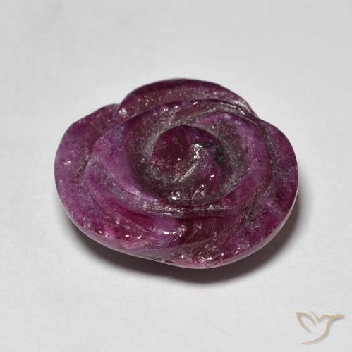 10.16캐럿 천연 Medium Dark-Purple 루비-Zoisite, 플라워 컷, 불투명체