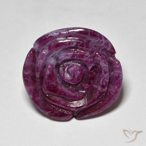14.65ct 자연스러운 상그리아 퍼플 루비-Zoisite, 플라워 컷, 불투명체