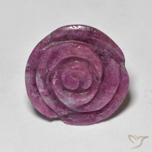 17.81ct 자연스러운 Medium Dark-Purple 루비-Zoisite, 플라워 컷, 불투명체