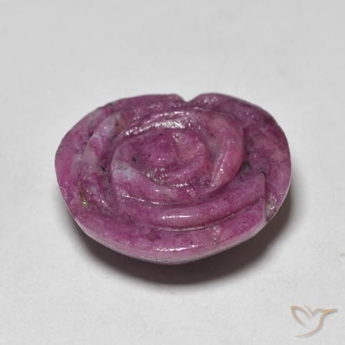 17.81캐럿 천연 Medium Dark-Purple 루비-Zoisite, 플라워 컷, 불투명체